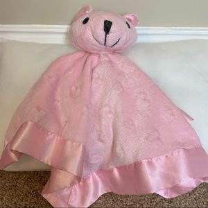 Tadpoles Security Blanket Lovey Plush Pink Bear, Dimpled Hearts